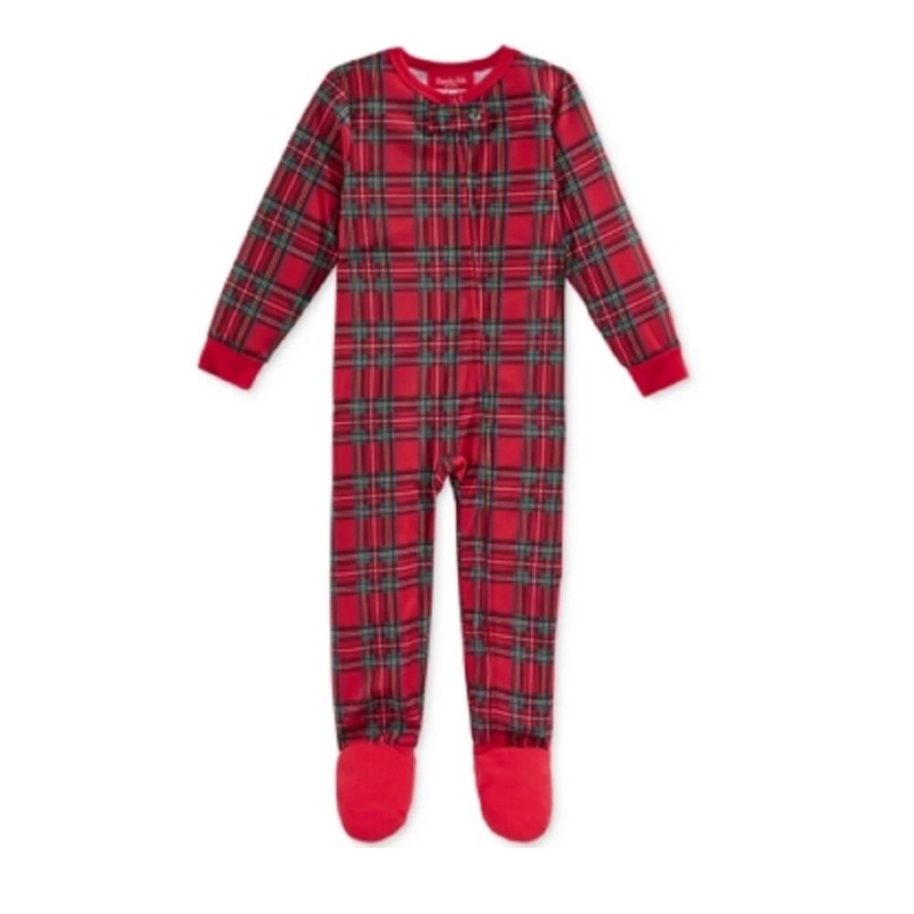 Family PJ's Unisex Baby Boys and Girls Holiday Footed Pajamas, Brinkley Plaid